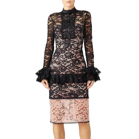 NWT Alexis Beverly Lace Panel Midi Dress in Black Size XS - Picture 1 of 8